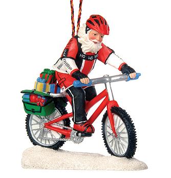Biking Santa Ornament