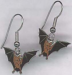 Enamel Brown Bat Earrings