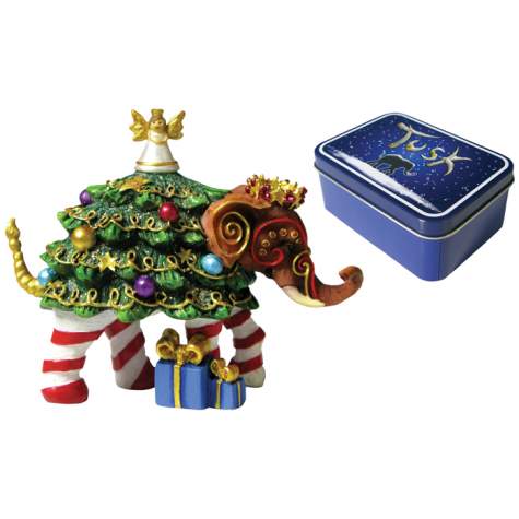 Christmas Tree Elephant Ornament in a Tin